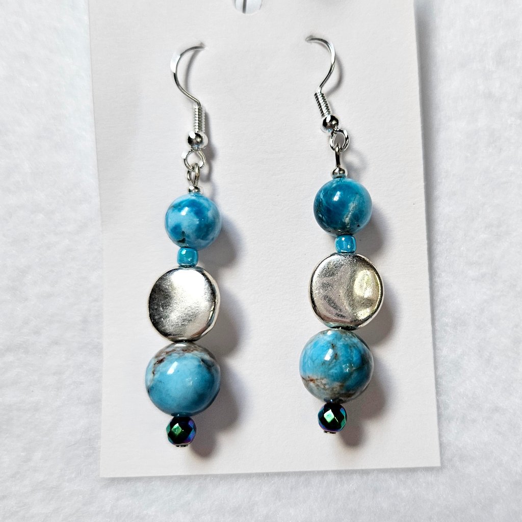 J75 Handmade Blue Apatite And Silver Dangle Earrings